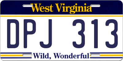 WV license plate DPJ313