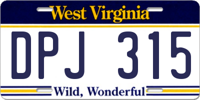 WV license plate DPJ315