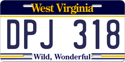 WV license plate DPJ318