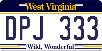 WV license plate DPJ333