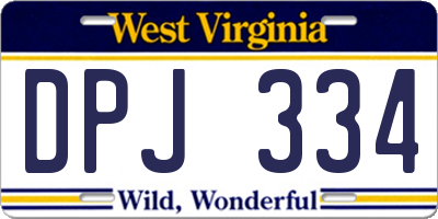 WV license plate DPJ334