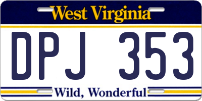 WV license plate DPJ353