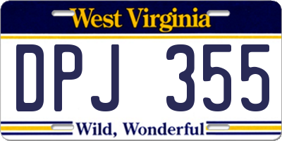 WV license plate DPJ355