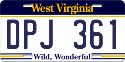 WV license plate DPJ361