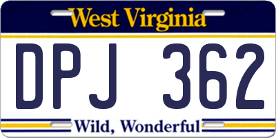 WV license plate DPJ362