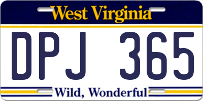 WV license plate DPJ365