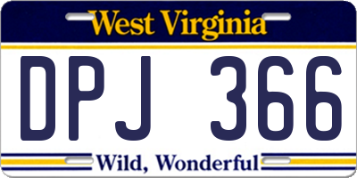 WV license plate DPJ366