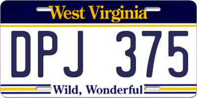 WV license plate DPJ375