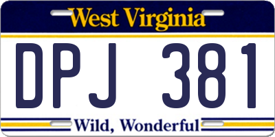 WV license plate DPJ381