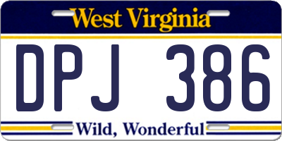 WV license plate DPJ386