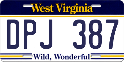 WV license plate DPJ387