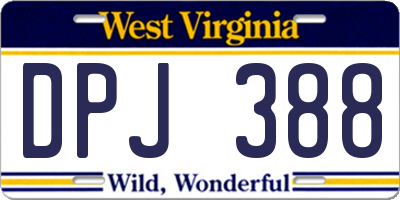 WV license plate DPJ388