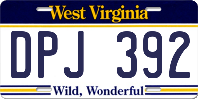 WV license plate DPJ392