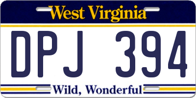 WV license plate DPJ394