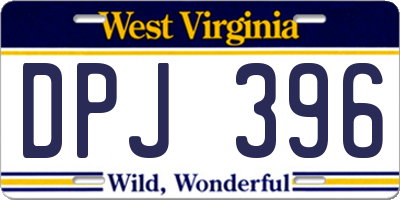 WV license plate DPJ396