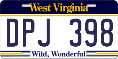 WV license plate DPJ398