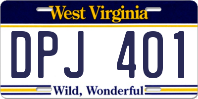 WV license plate DPJ401