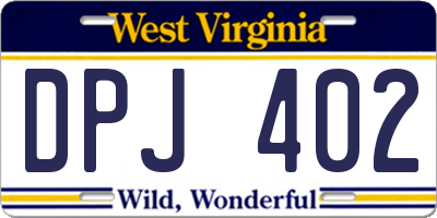 WV license plate DPJ402