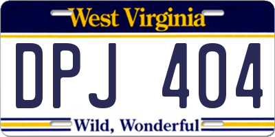 WV license plate DPJ404