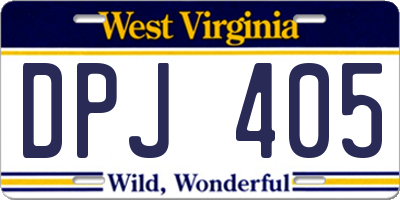 WV license plate DPJ405