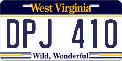 WV license plate DPJ410