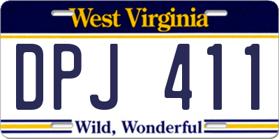 WV license plate DPJ411