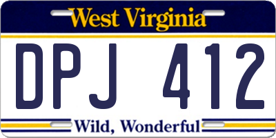WV license plate DPJ412