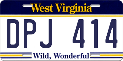 WV license plate DPJ414