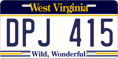 WV license plate DPJ415