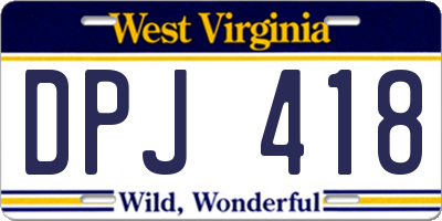 WV license plate DPJ418
