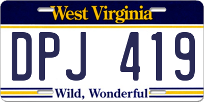 WV license plate DPJ419