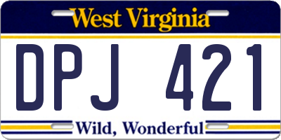WV license plate DPJ421