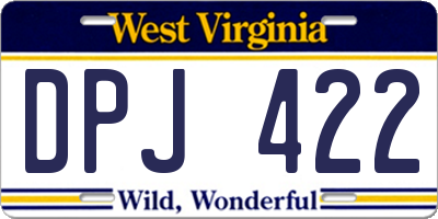 WV license plate DPJ422