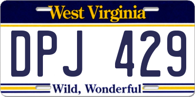 WV license plate DPJ429