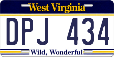 WV license plate DPJ434