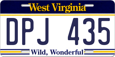 WV license plate DPJ435