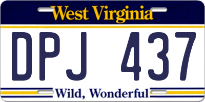 WV license plate DPJ437