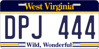 WV license plate DPJ444