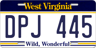 WV license plate DPJ445