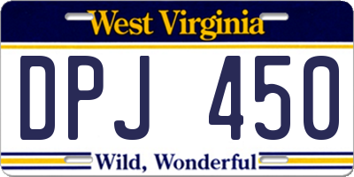 WV license plate DPJ450