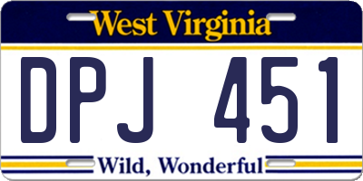 WV license plate DPJ451