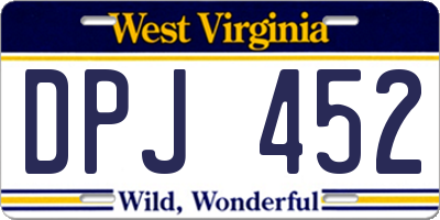 WV license plate DPJ452