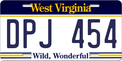 WV license plate DPJ454
