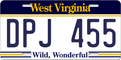 WV license plate DPJ455