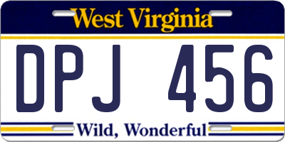 WV license plate DPJ456