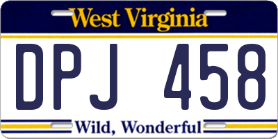 WV license plate DPJ458