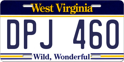 WV license plate DPJ460