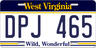 WV license plate DPJ465