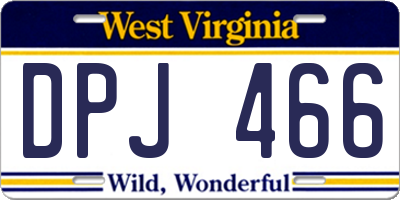 WV license plate DPJ466