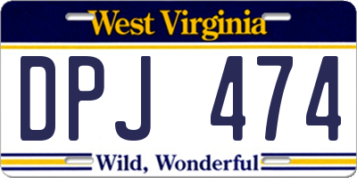 WV license plate DPJ474